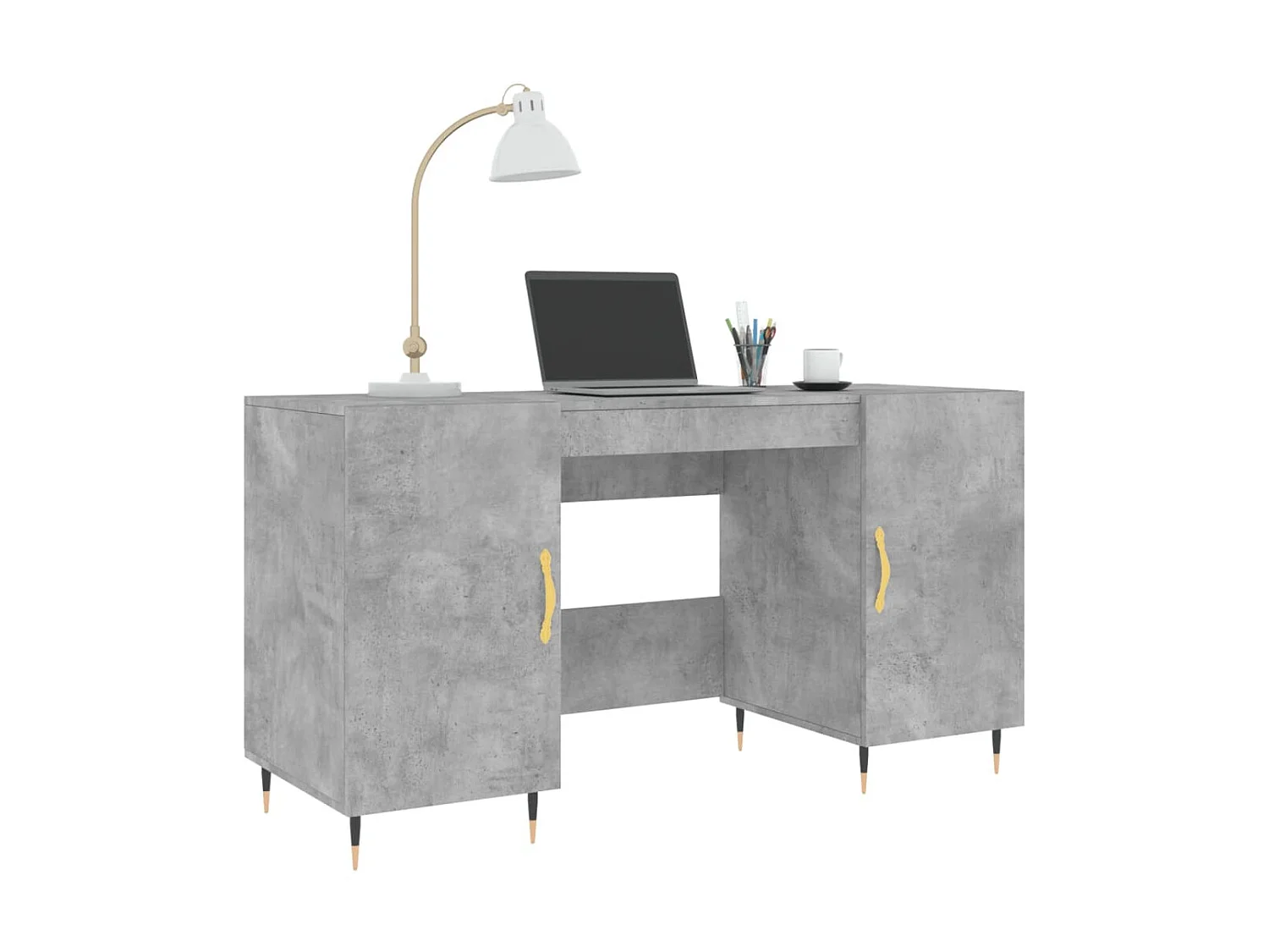 Bureau gris béton 140x50x75 cm bois d'ingénierie WVGQ3758