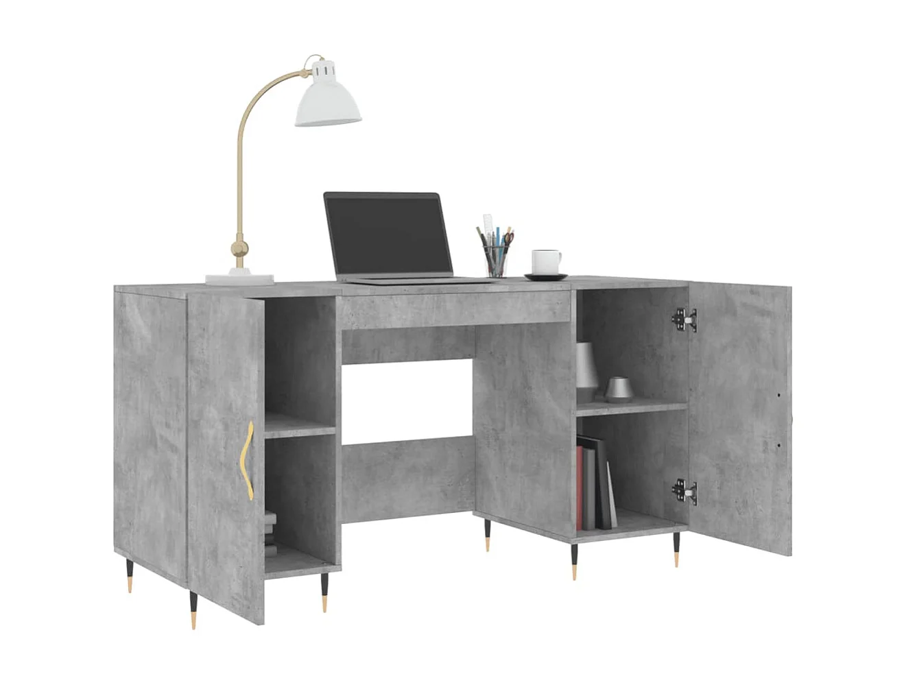 Bureau gris béton 140x50x75 cm bois d'ingénierie WVGQ3758