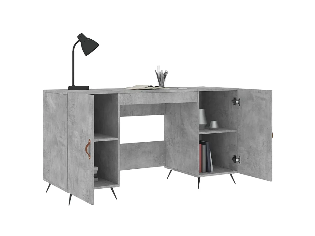 Bureau gris béton 140x50x75 cm bois d'ingénierie WVGQ3809