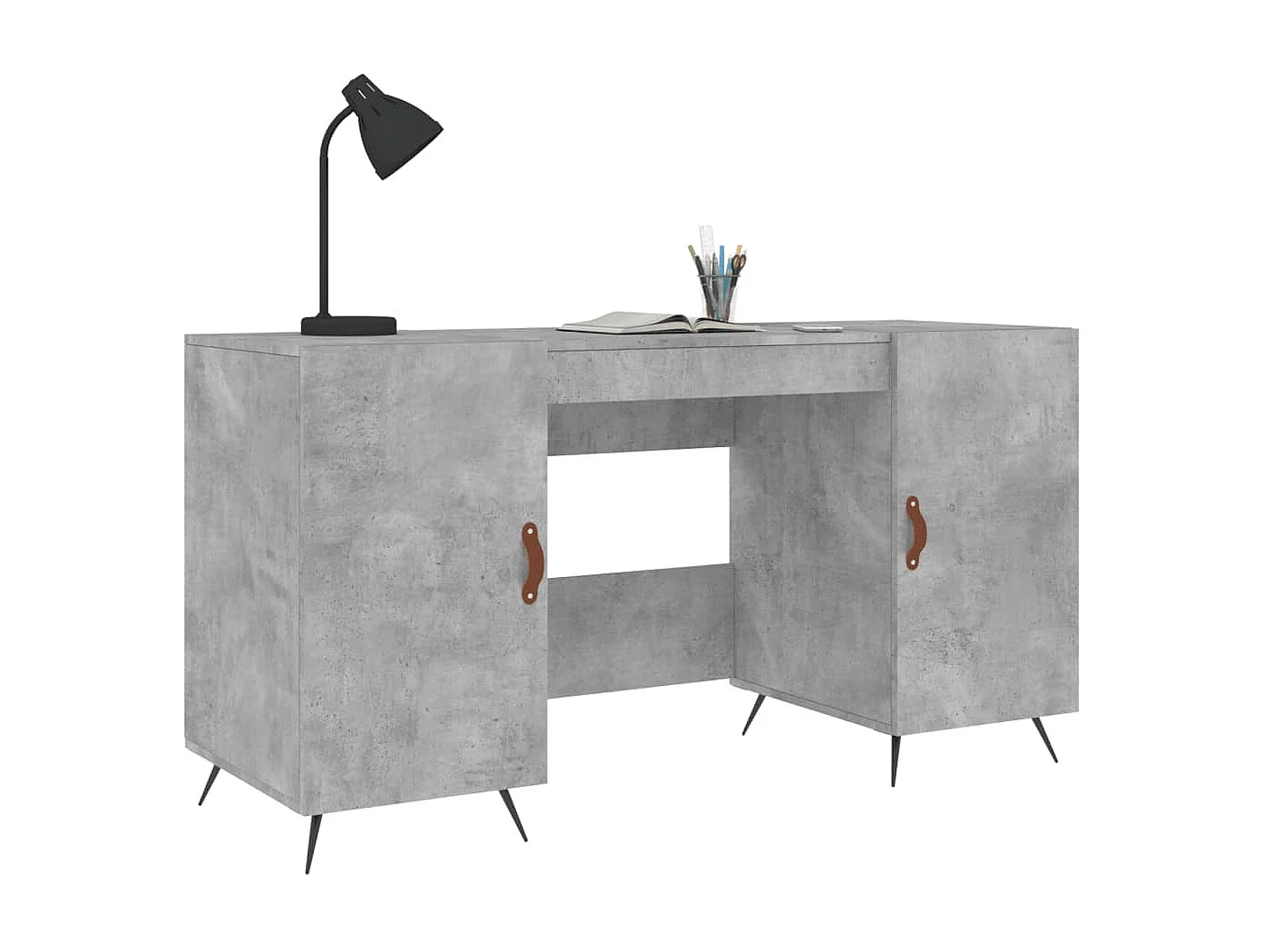 Bureau gris béton 140x50x75 cm bois d'ingénierie WVGQ3809