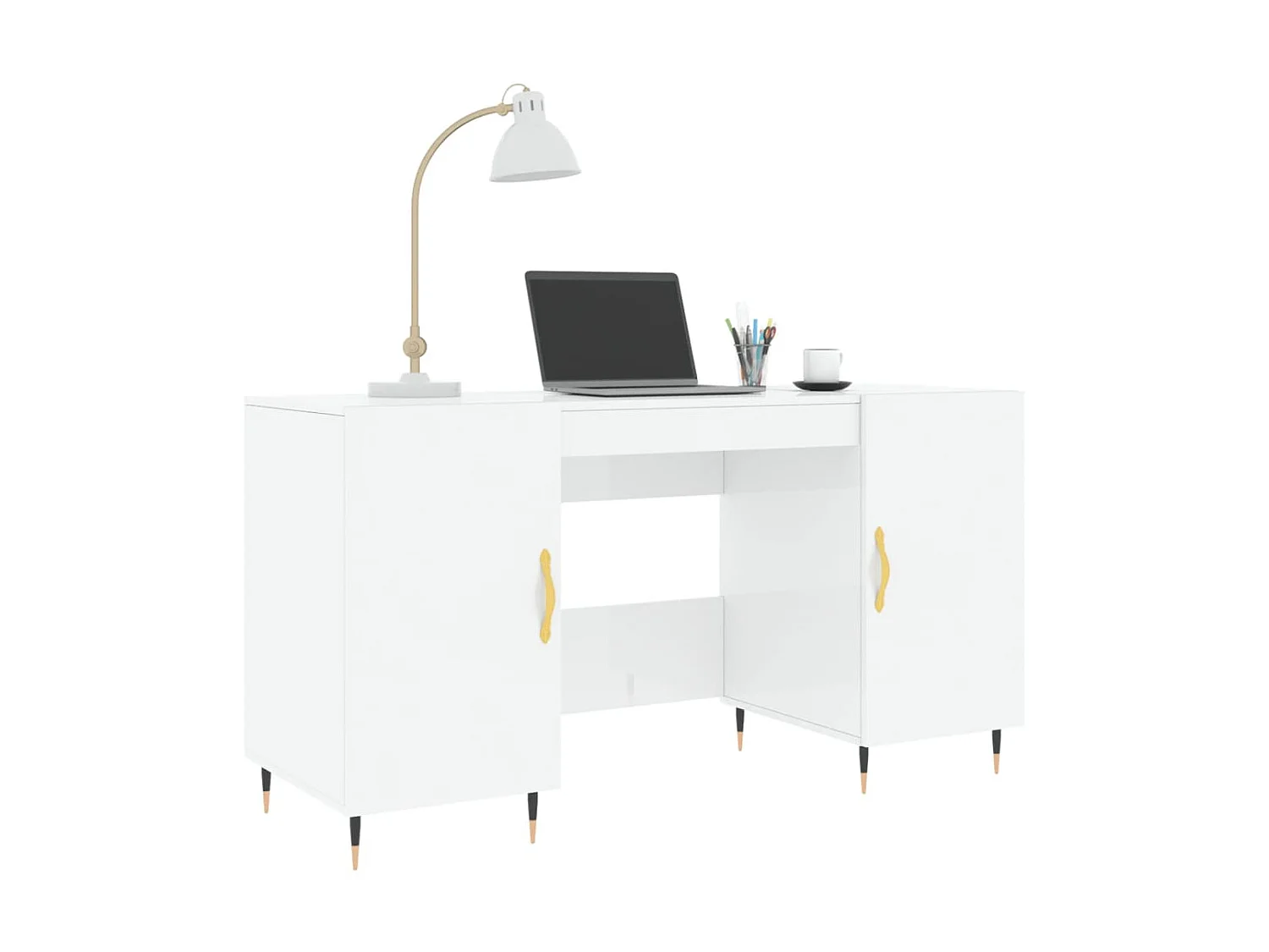Bureau Blanc brillant 140x50x75 cm Bois d'ingénierie WVGQ2645