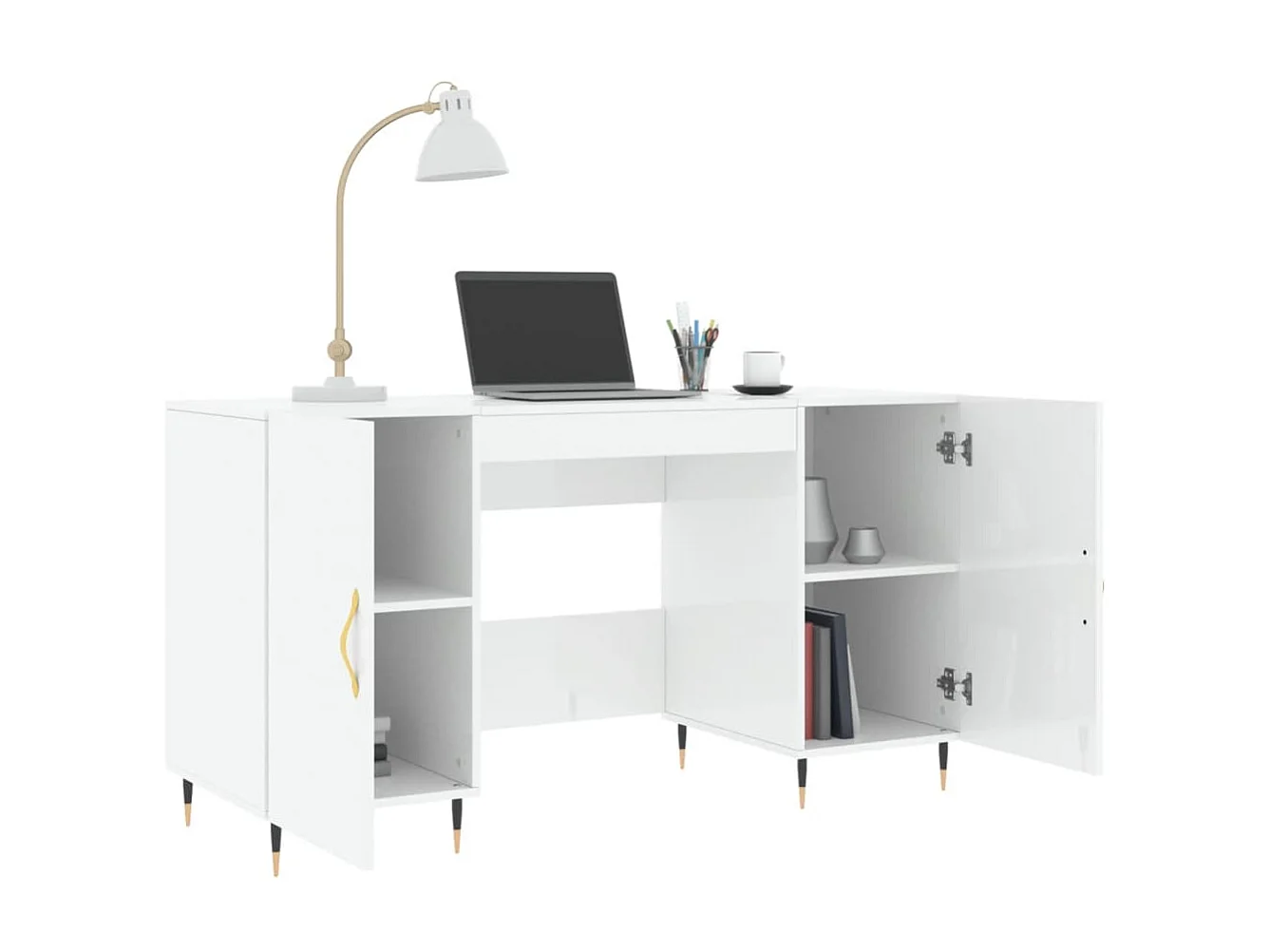 Bureau Blanc brillant 140x50x75 cm Bois d'ingénierie WVGQ2645