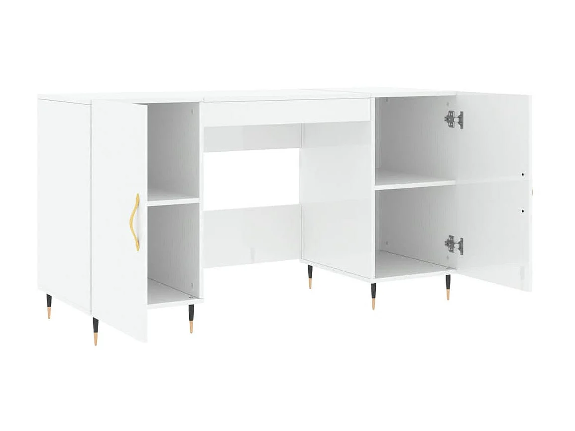 Bureau Blanc brillant 140x50x75 cm Bois d'ingénierie WVGQ2645