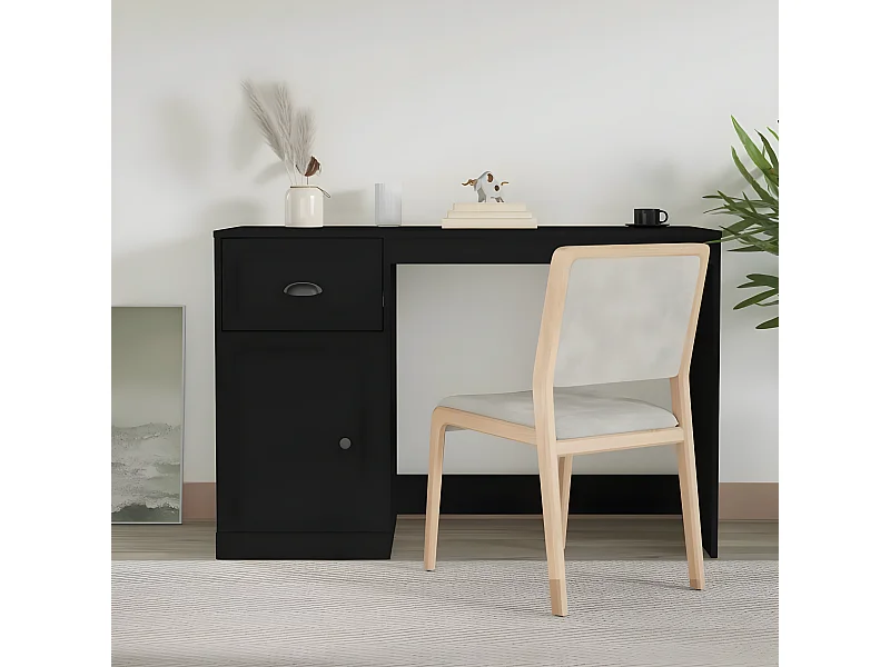 Bureau avec tiroir noir 115x50x75 cm bois d'ingénierie WVGQ4709