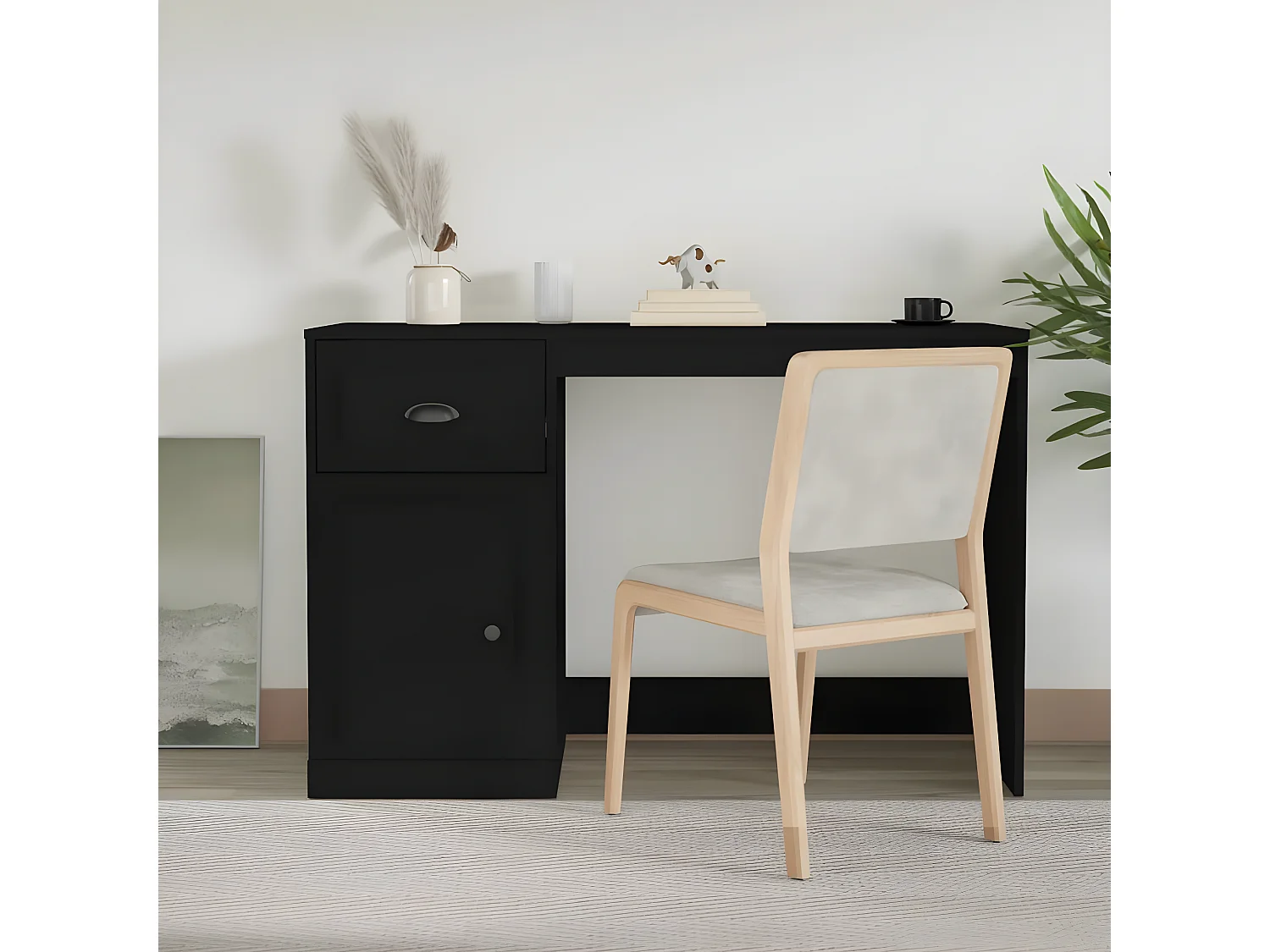 Bureau avec tiroir noir 115x50x75 cm bois d'ingénierie WVGQ4709