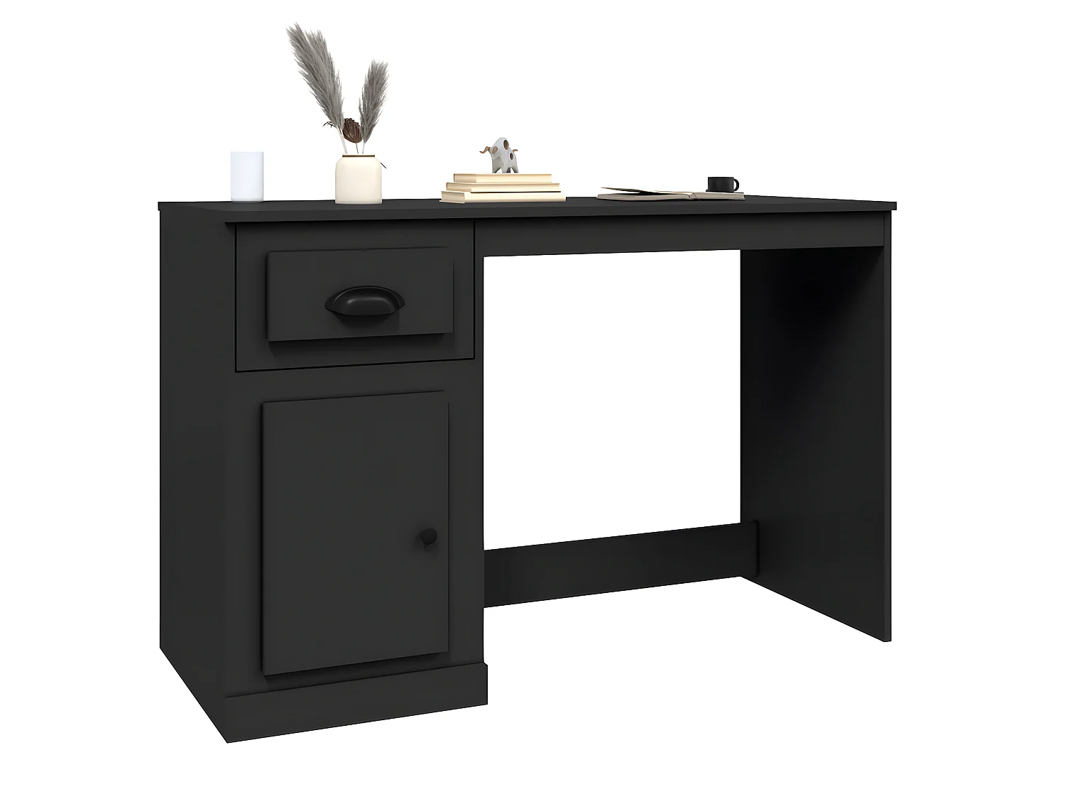 Bureau avec tiroir noir 115x50x75 cm bois d'ingénierie WVGQ4709