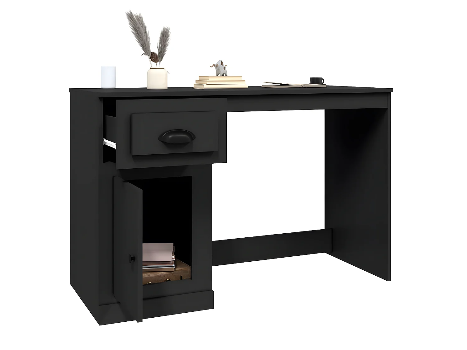 Bureau avec tiroir noir 115x50x75 cm bois d'ingénierie WVGQ4709