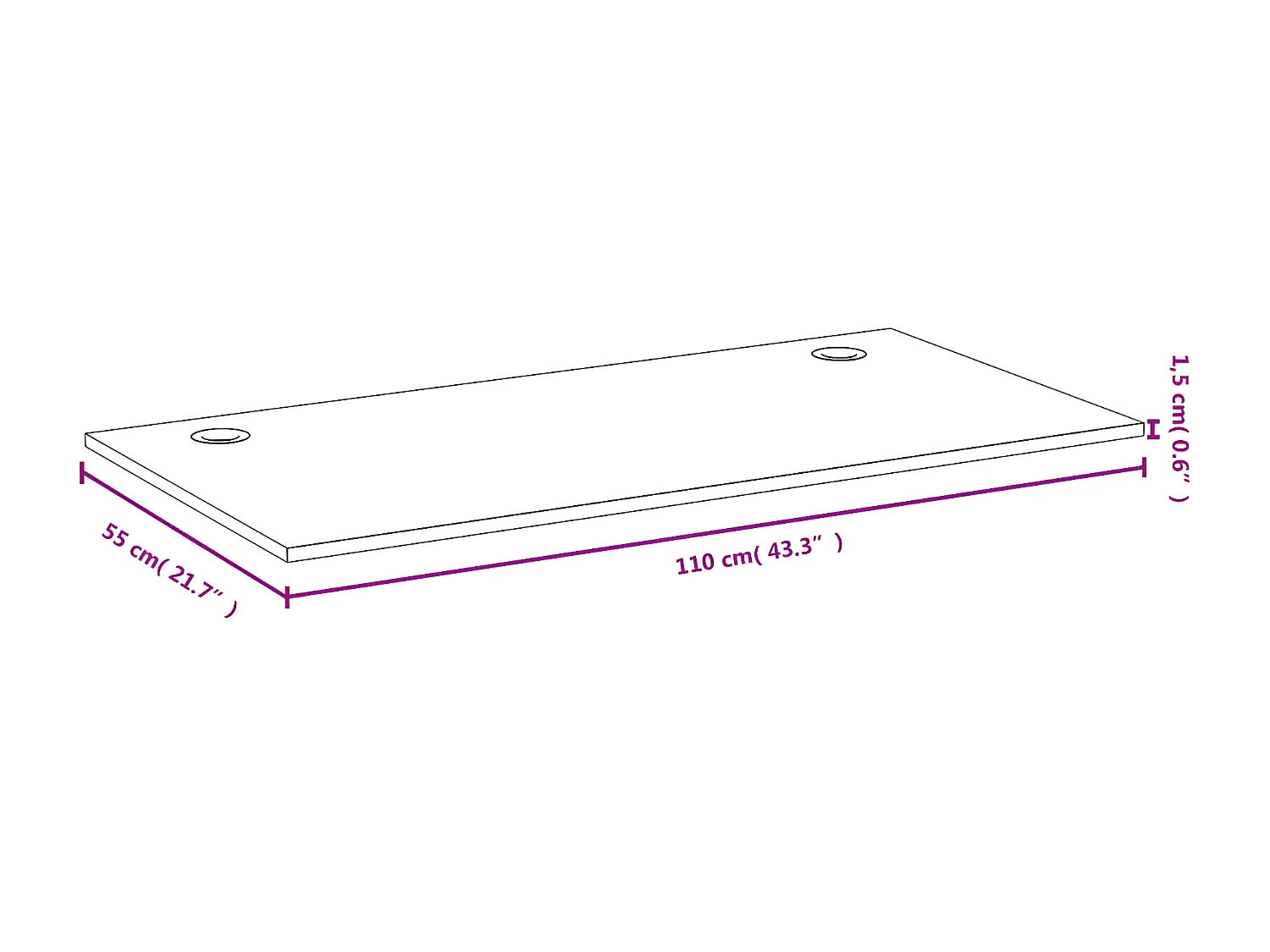 Bureau 110x55x1,5 cm bambou WVGQ2897