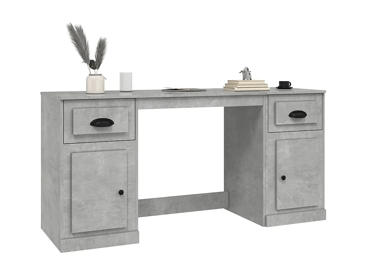 Bureau avec armoire gris béton bois d'ingénierie WVGQ4931