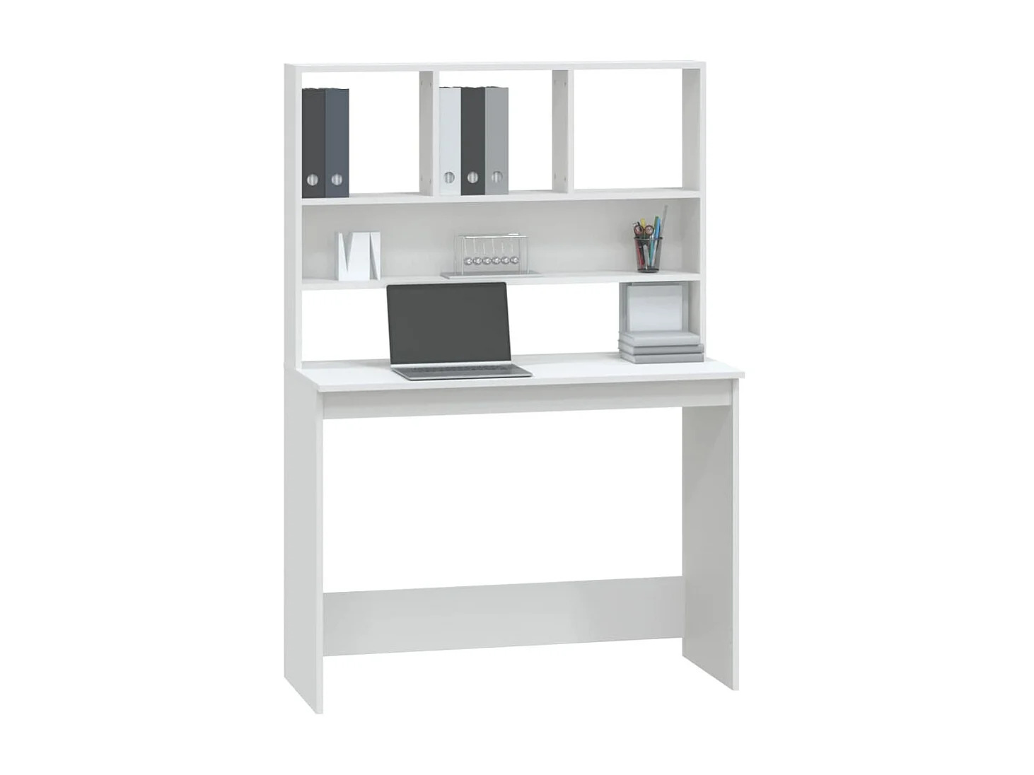 Bureau avec étagères Blanc 102x45x148 cm Bois d'ingénierie WVGQ3245