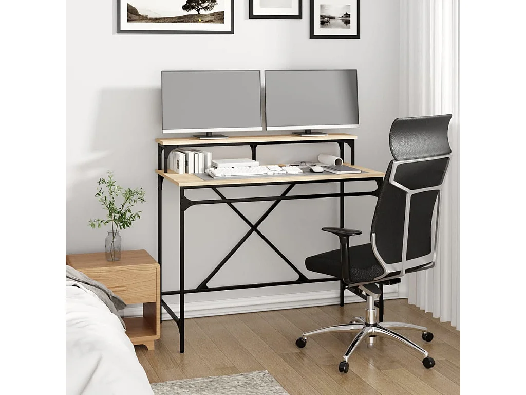 Bureau chêne sonoma 100x50x90 cm bois d'ingénierie et fer WVGQ3279