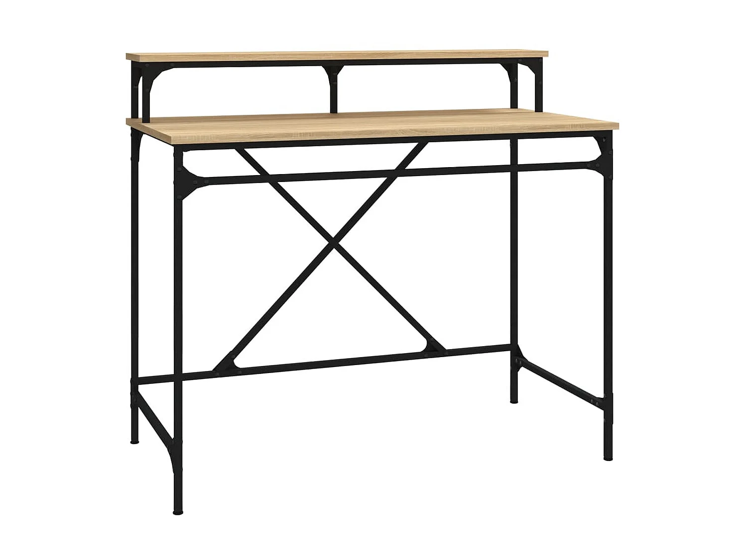 Bureau chêne sonoma 100x50x90 cm bois d'ingénierie et fer WVGQ3279