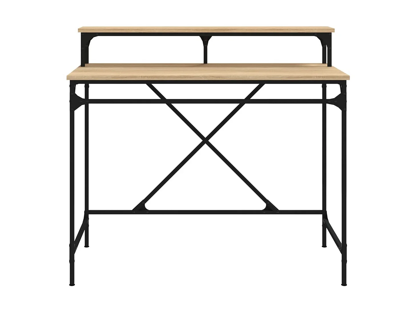 Bureau chêne sonoma 100x50x90 cm bois d'ingénierie et fer WVGQ3279