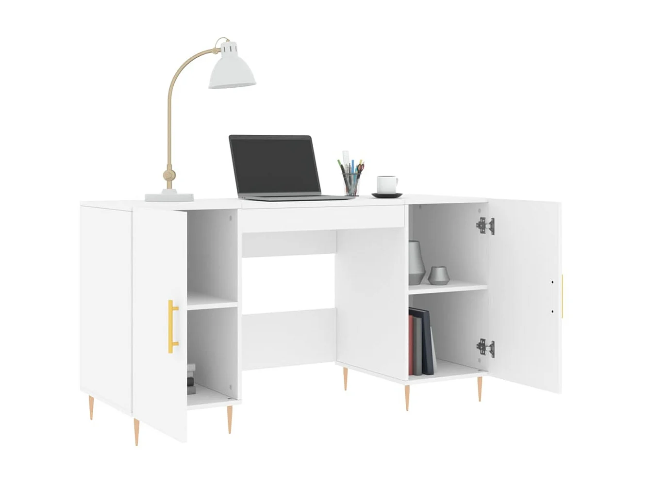 Bureau blanc 140x50x75 cm bois d'ingénierie WVGQ8114