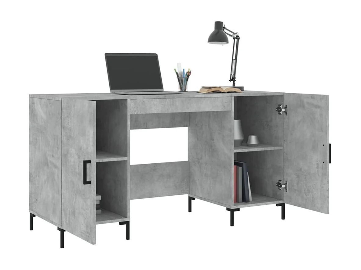 Bureau gris béton 140x50x75 cm bois d'ingénierie WVGQ7280