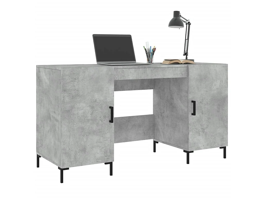 Bureau gris béton 140x50x75 cm bois d'ingénierie WVGQ7280