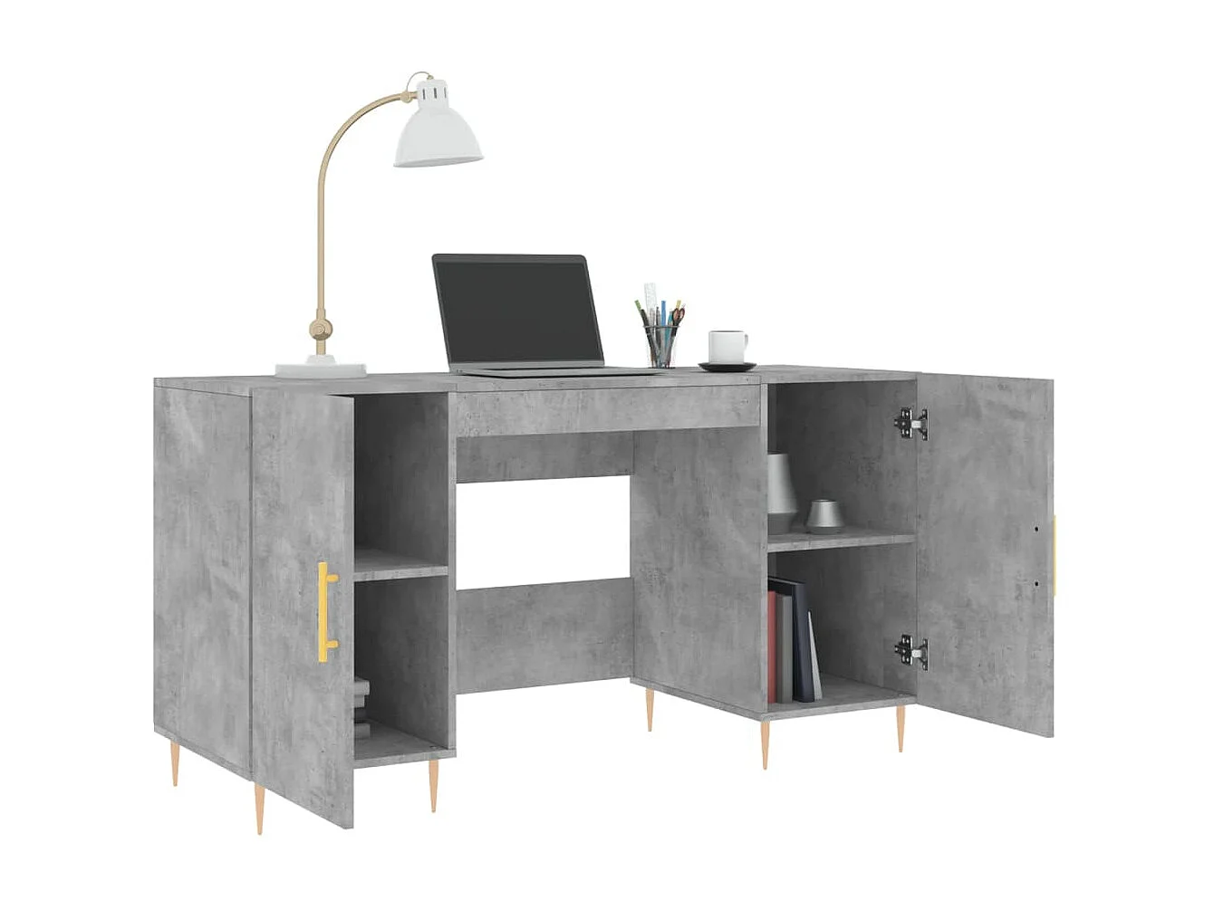 Bureau gris béton 140x50x75 cm bois d'ingénierie WVGQ8285