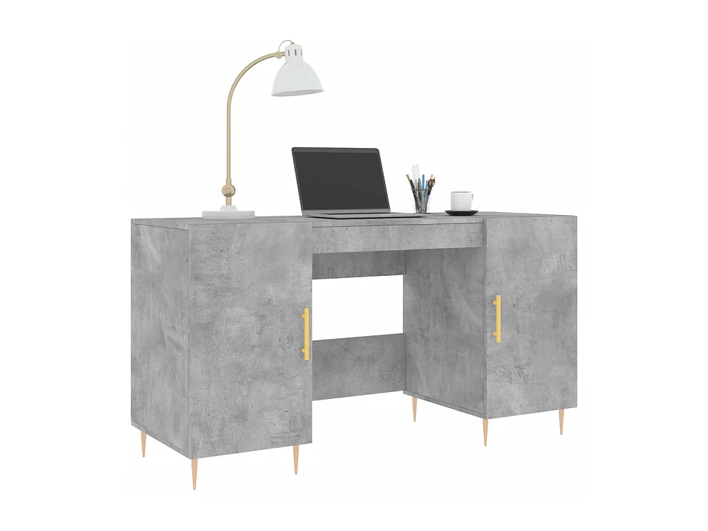 Bureau gris béton 140x50x75 cm bois d'ingénierie WVGQ8285