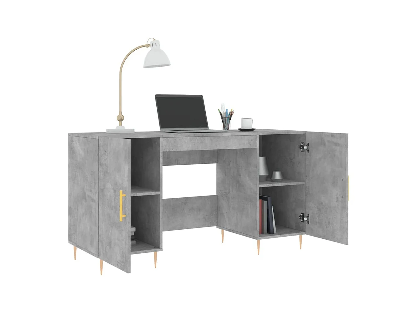 Bureau gris béton 140x50x75 cm bois d'ingénierie WVGQ8285