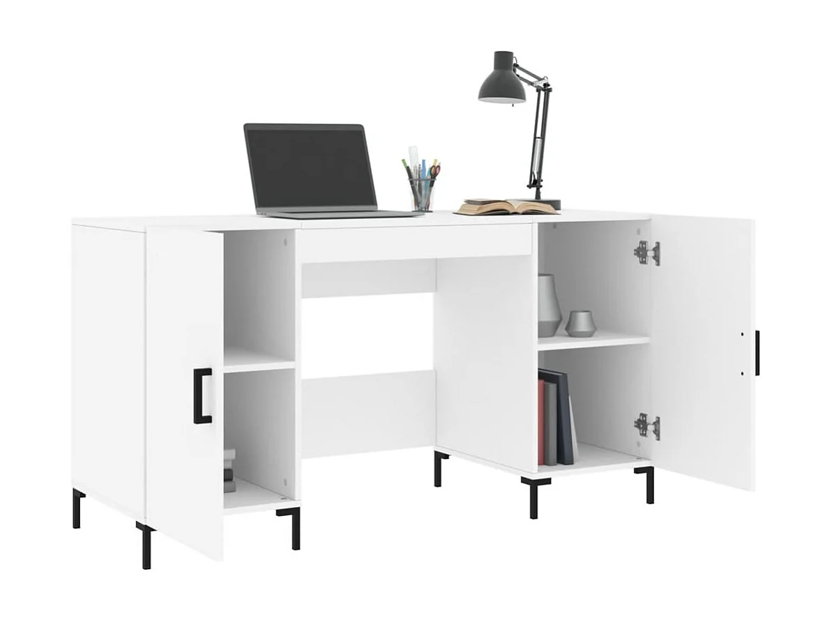 Bureau blanc 140x50x75 cm bois d'ingénierie WVGQ3154