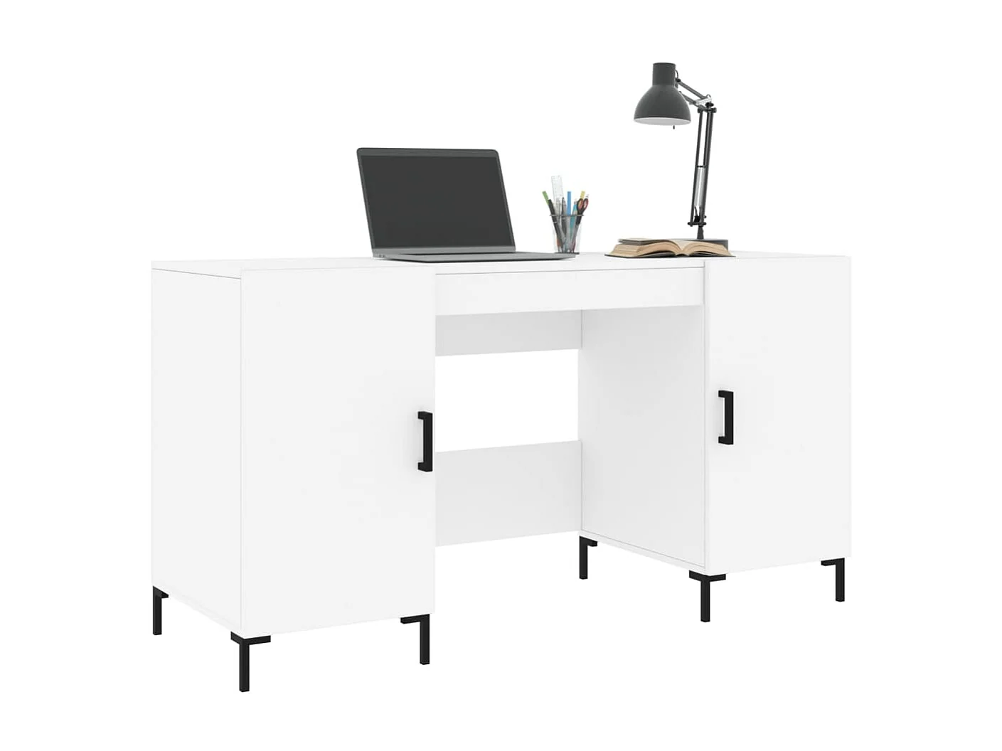 Bureau blanc 140x50x75 cm bois d'ingénierie WVGQ3154