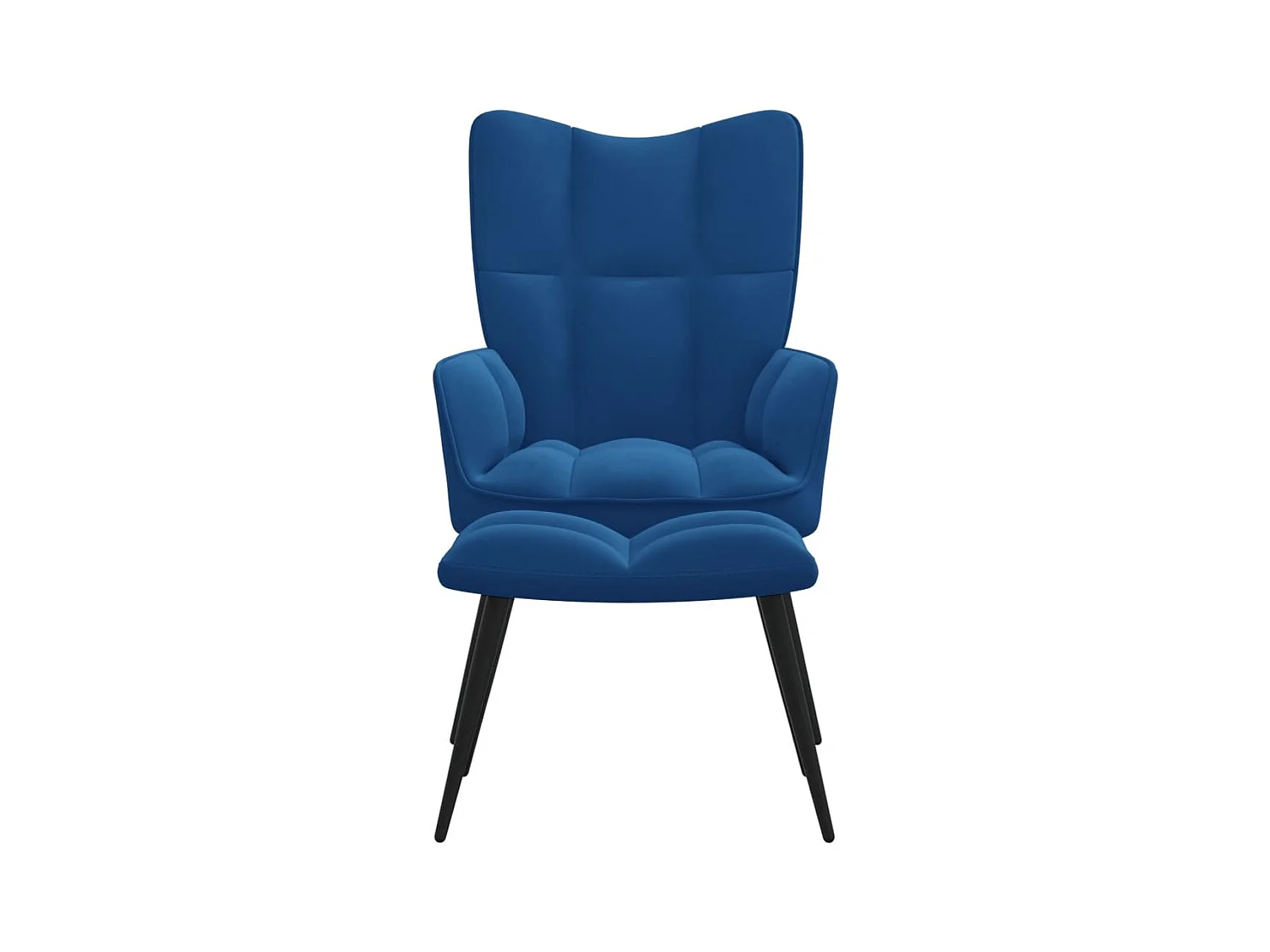 Relaxsessel | Fernsehsessel mit Hocker Blau Samt -gkd998908