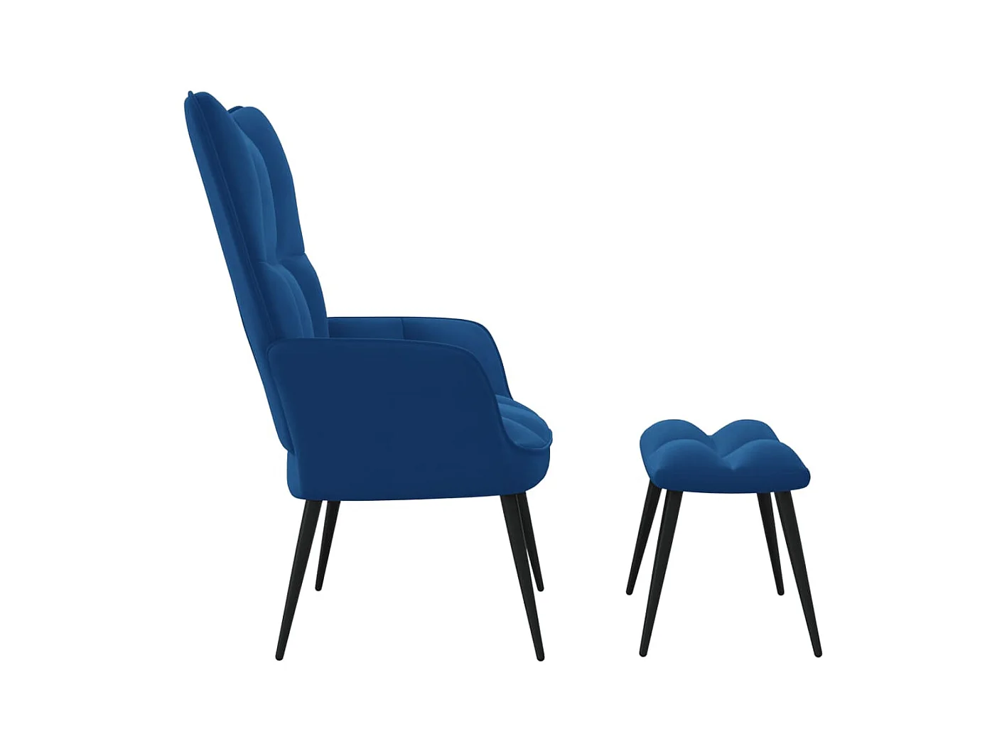 Relaxsessel | Fernsehsessel mit Hocker Blau Samt -gkd998908