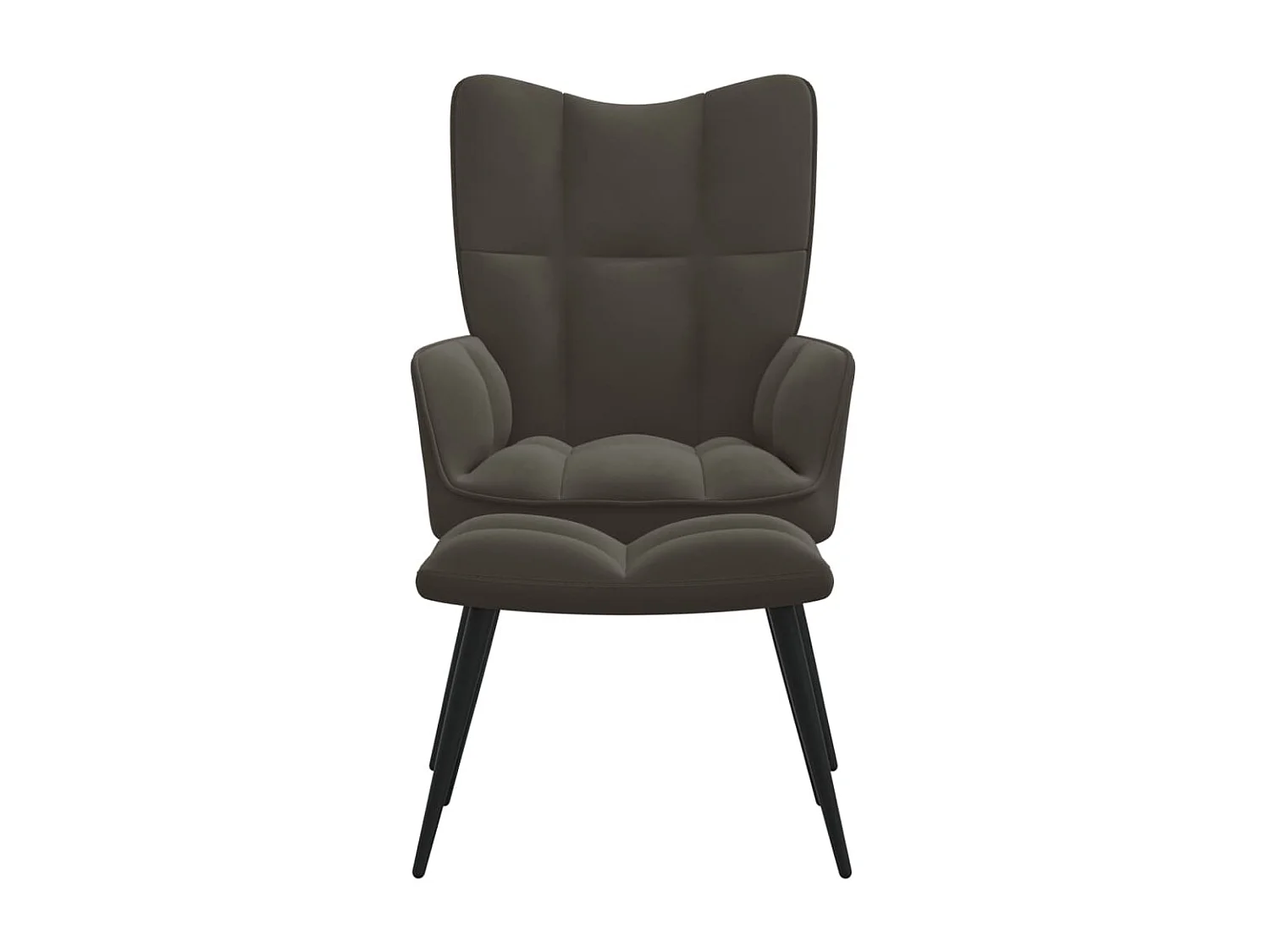 Relaxstoel met voetenbank fluweel donkergrijs NL614906