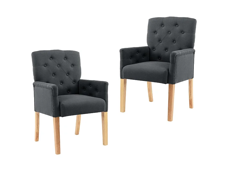 2er-set-Wohnzimmerstühle| Esszimmerstühle mit ArmlehnenGrau Stoff -gkd734288
