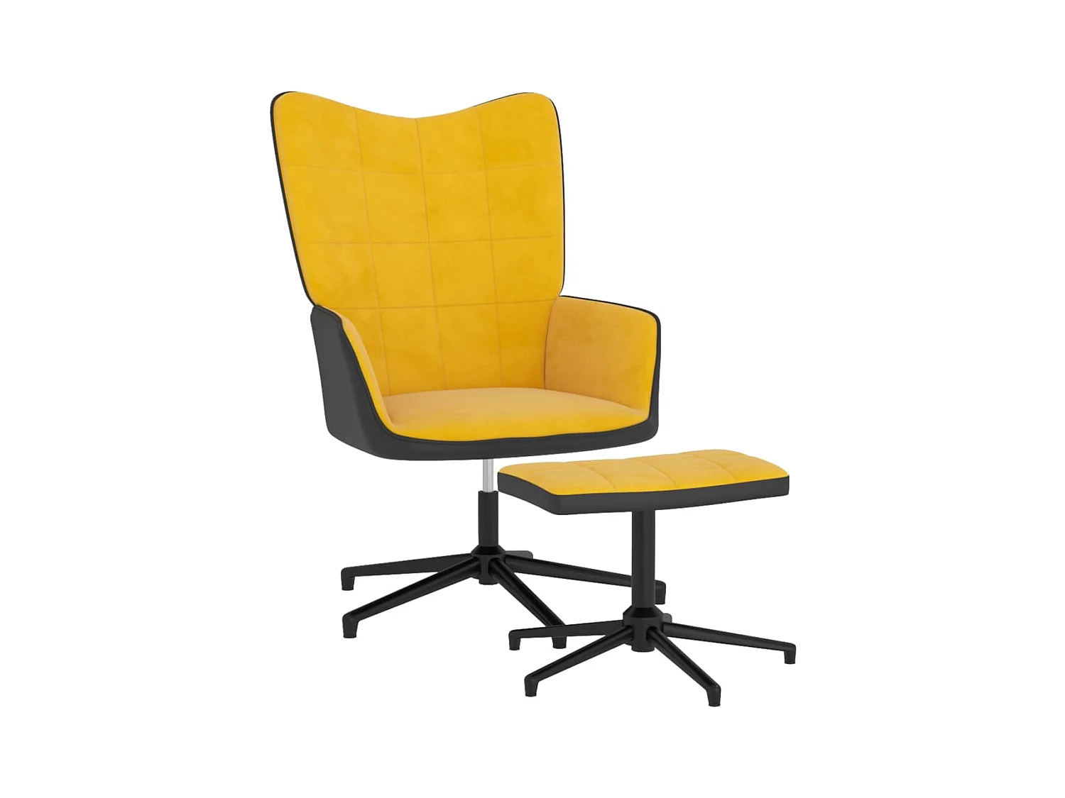 Relaxstoel met voetenbank fluweel en PVC mosterdgeel NL826329
