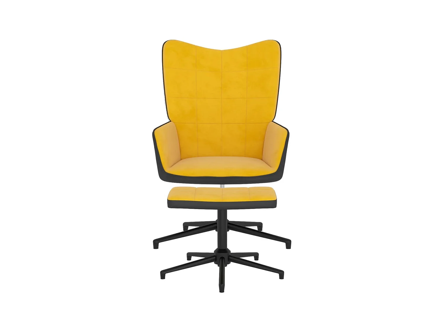 Relaxsessel | Fernsehsessel mit Hocker Senfgelb Samt und PVC -gkd476684