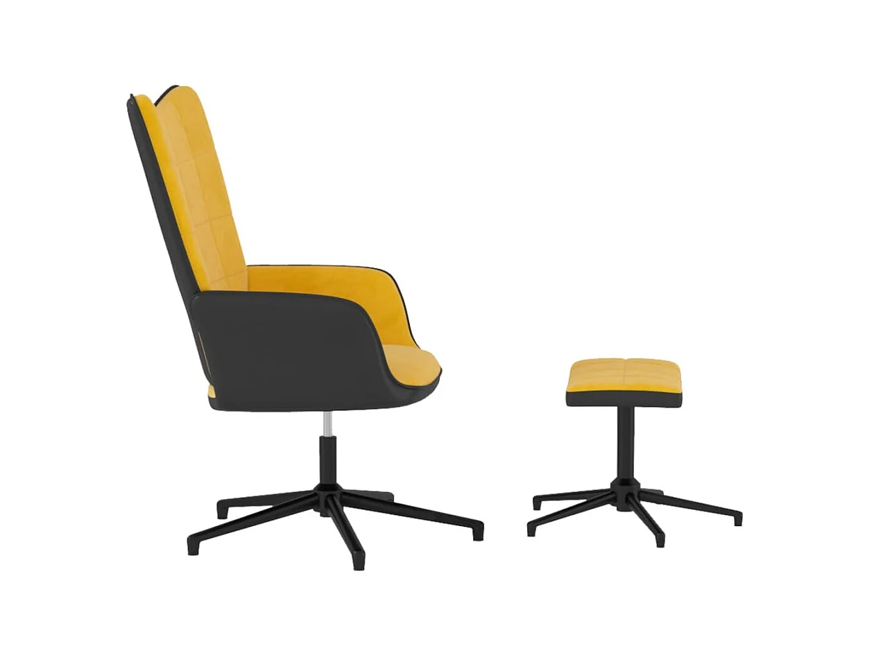 Relaxsessel | Fernsehsessel mit Hocker Senfgelb Samt und PVC -gkd476684