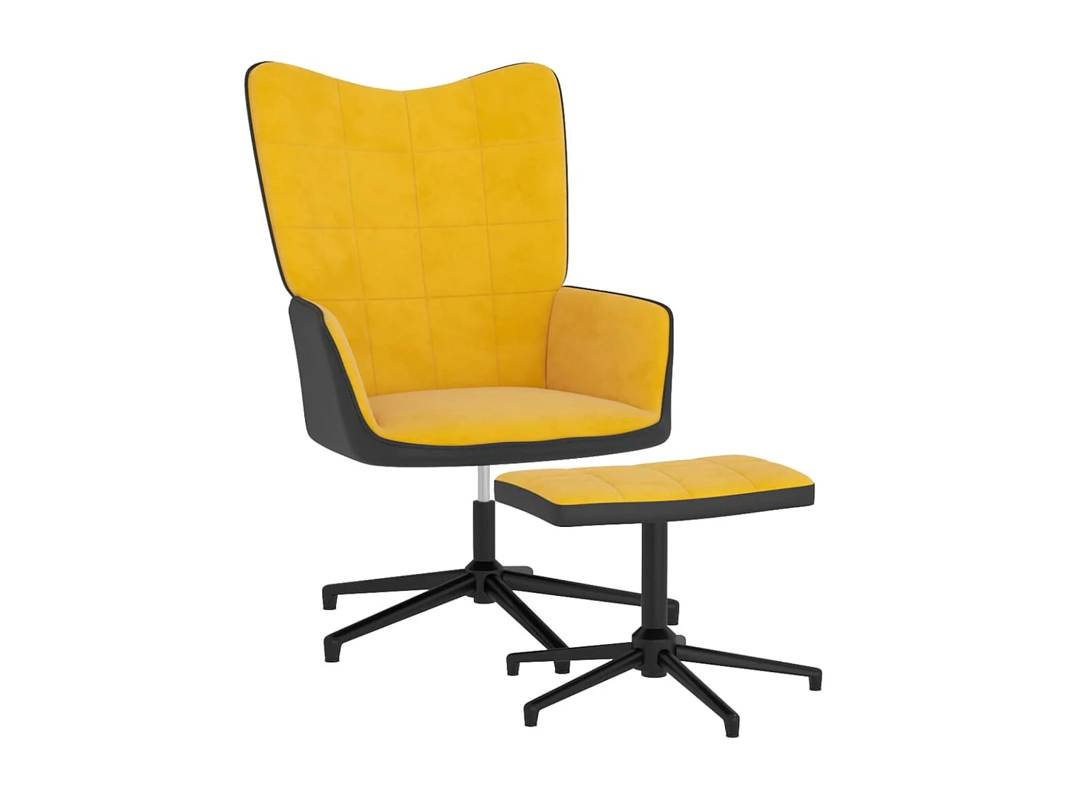 Relaxstoel met voetenbank fluweel en PVC mosterdgeel NL826329