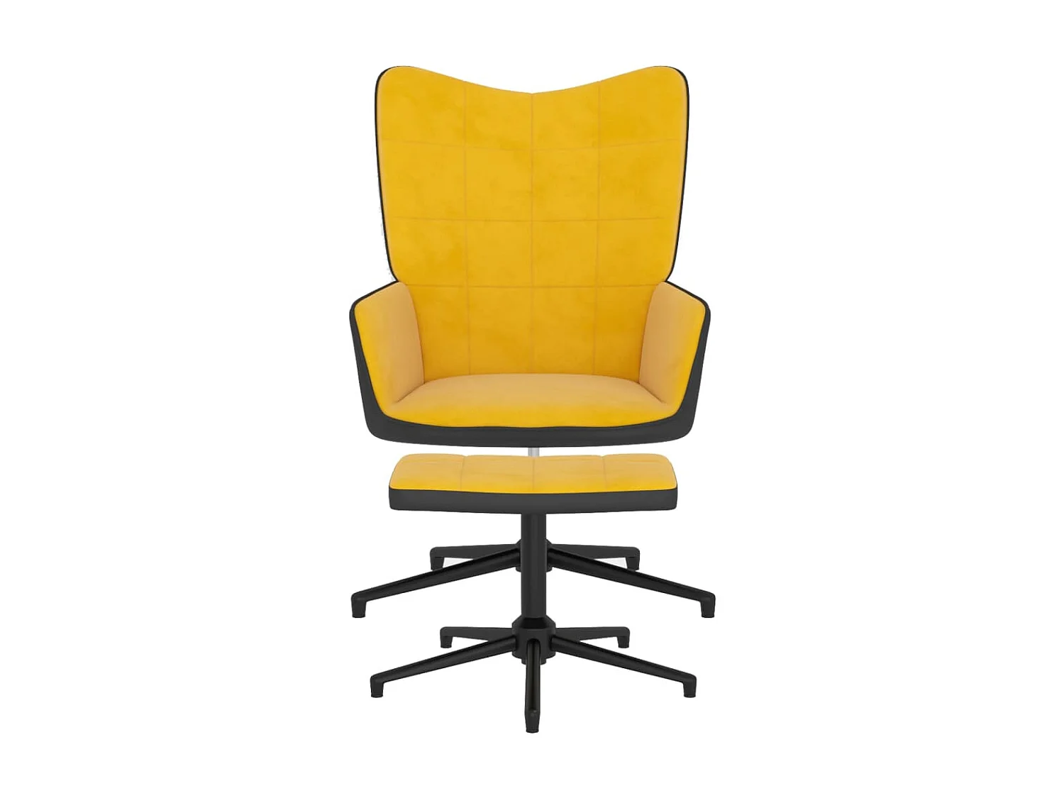 Relaxstoel met voetenbank fluweel en PVC mosterdgeel NL826329