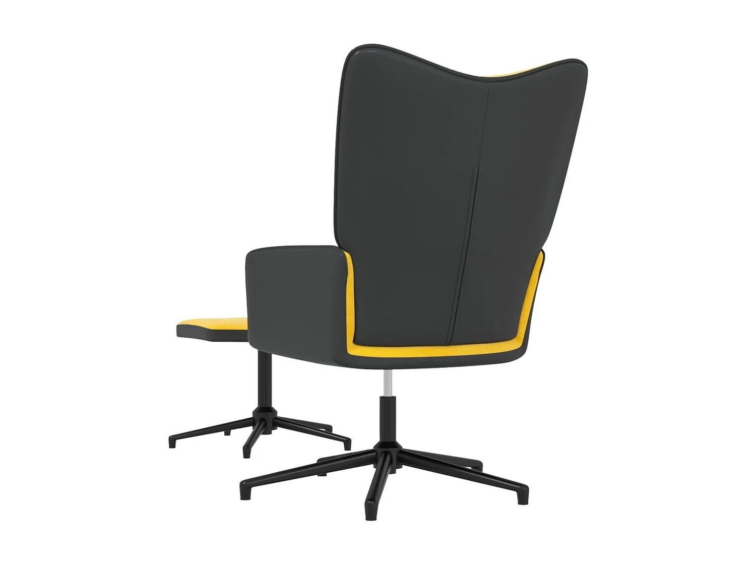 Relaxstoel met voetenbank fluweel en PVC mosterdgeel NL826329