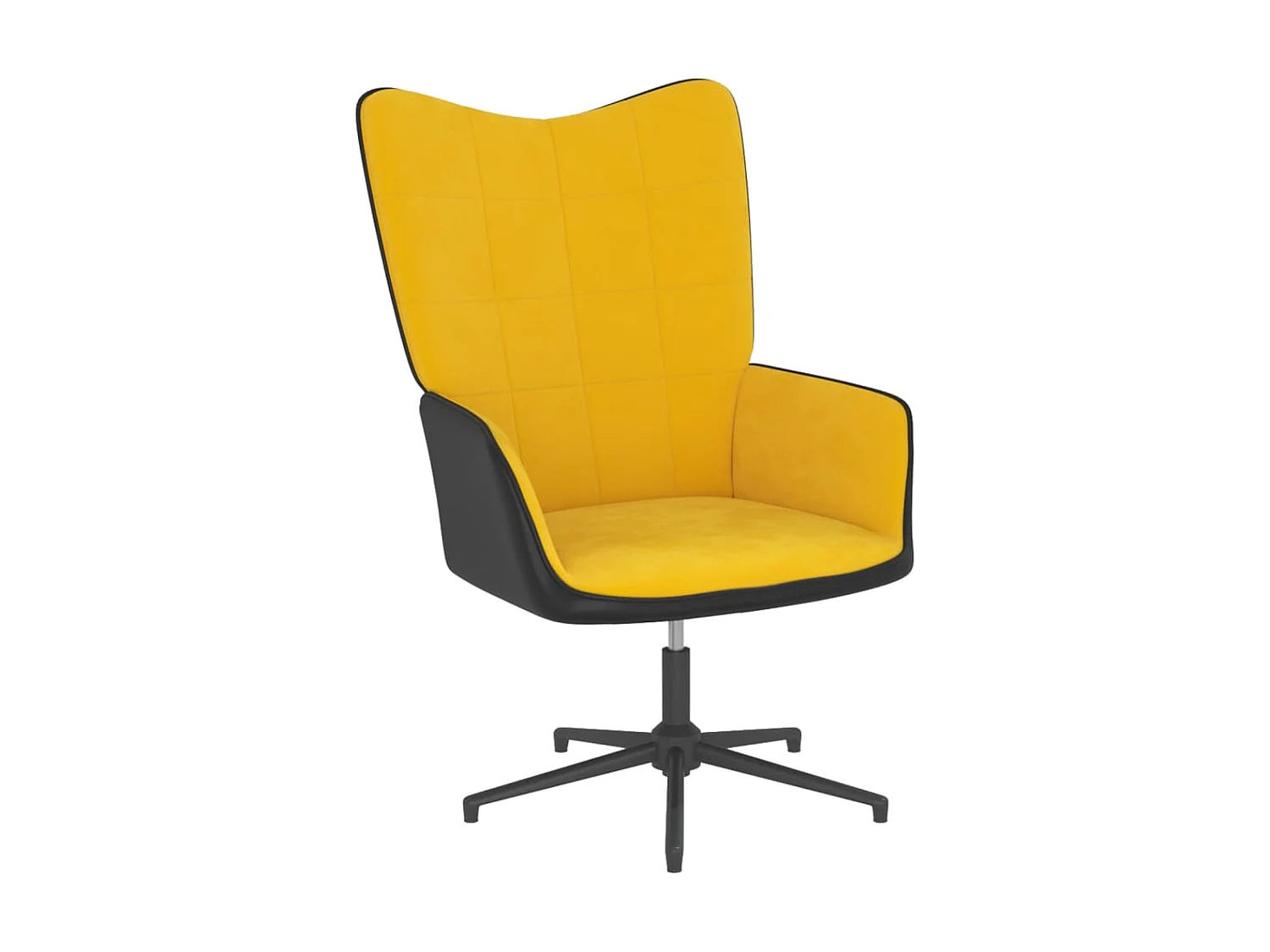 Relaxstoel met voetenbank fluweel en PVC mosterdgeel NL826329