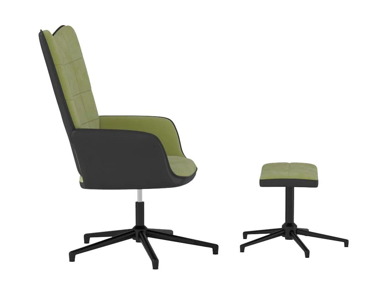 Relaxstoel met voetenbank fluweel en PVC lichtgroen NL641270