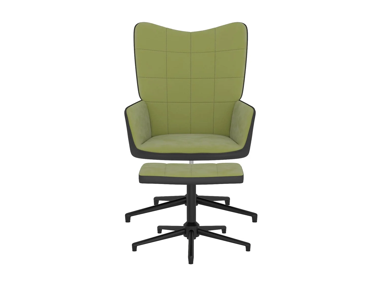 Chaise de relaxation avec repose-pied Vert clair Velours et PVC SEF13051