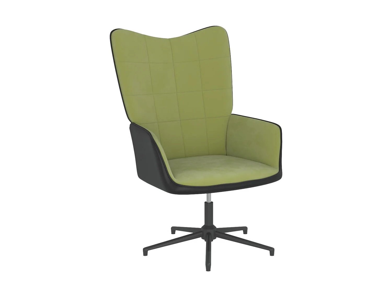 Chaise de relaxation avec repose-pied Vert clair Velours et PVC SEF13051