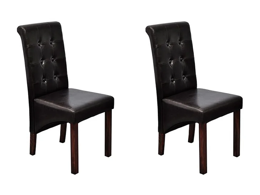 Lot de 2 Chaises de salle à manger marron similicuir OIU6658