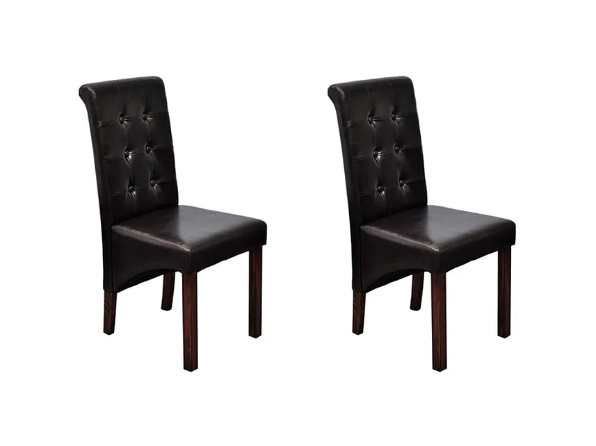 Lot de 2 Chaises de salle à manger marron similicuir OIU6658