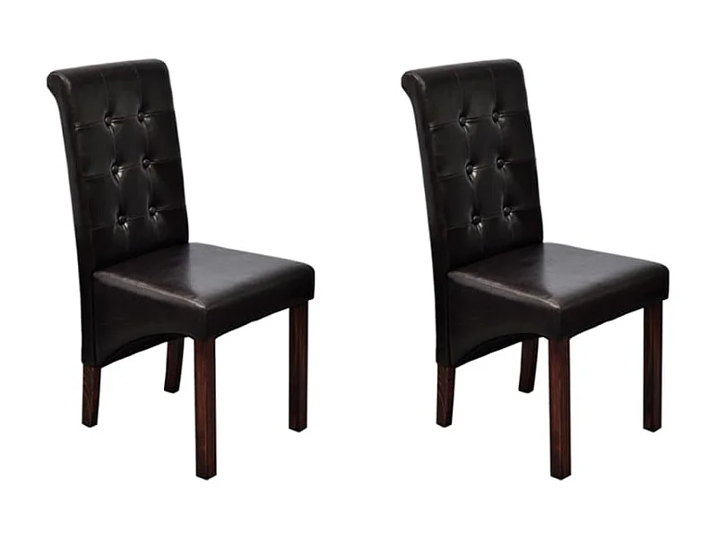 Lot de 2 Chaises de salle à manger marron similicuir OIU6658