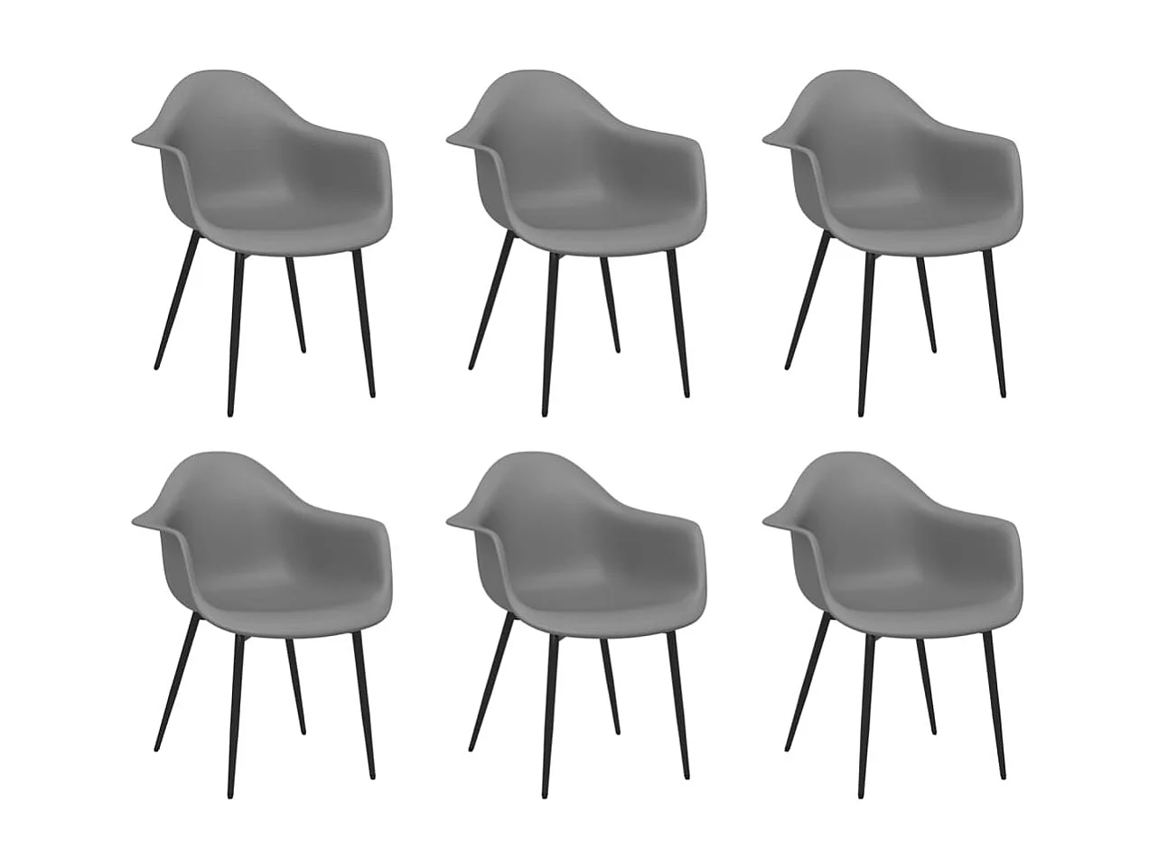 Lot de 6 Chaises à manger gris PP LSJ4800