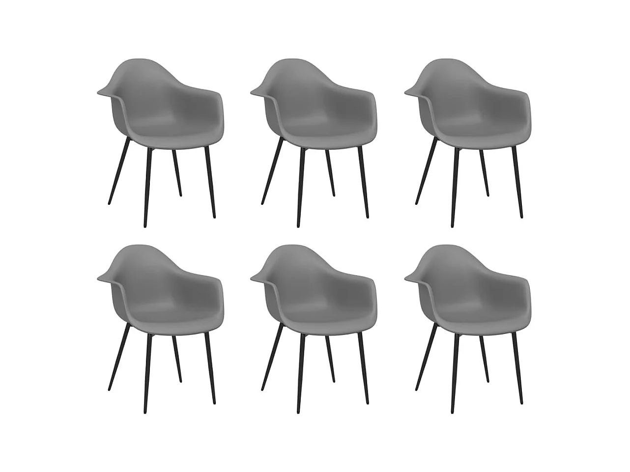 Cadeiras de jantar 6 pcs PP cinzento PT738078