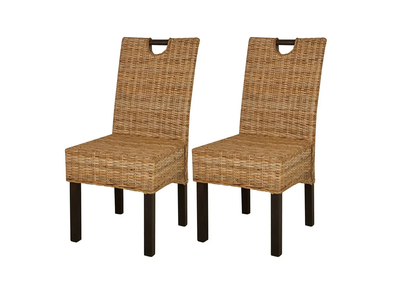 Lot de 2 Chaises de salle à manger rotin Kubu bois de manguier OIU3406