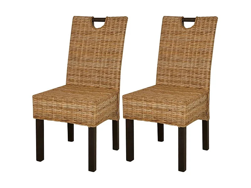 Lot de 2 Chaises de salle à manger rotin Kubu bois de manguier OIU3406