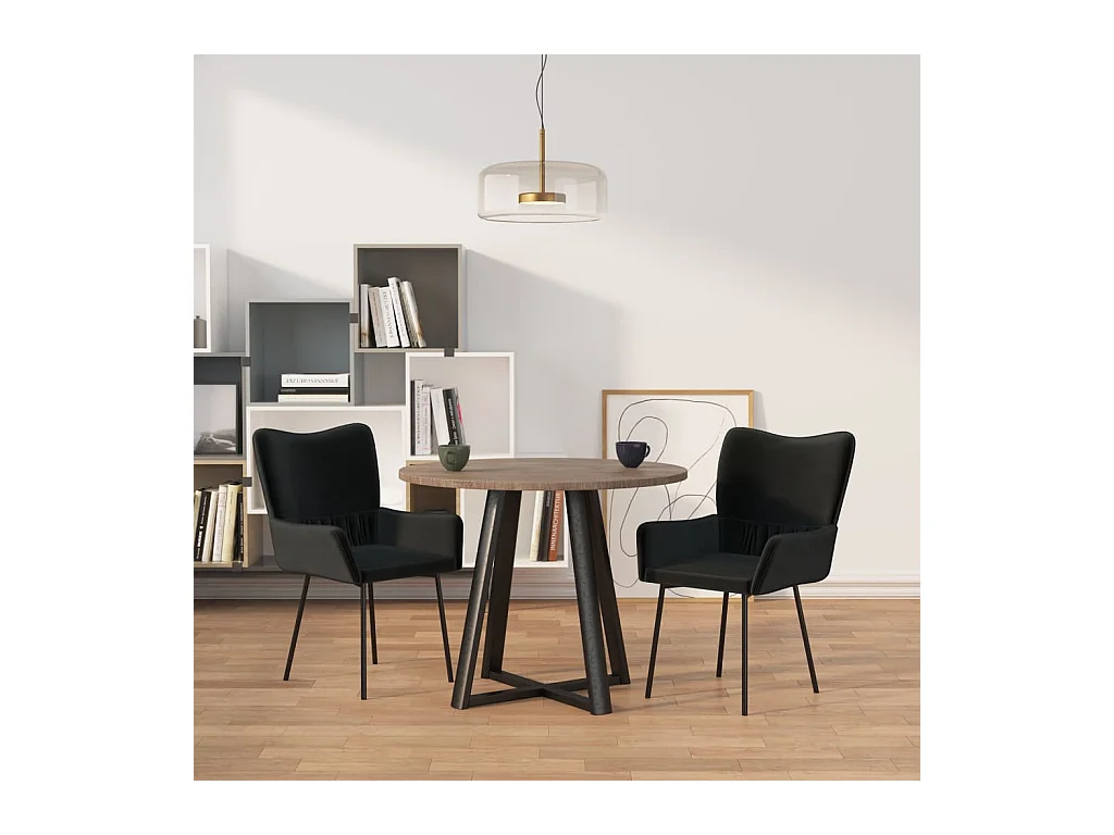 Lot de 2 Chaises de salle à manger Noir Velours OIU8696