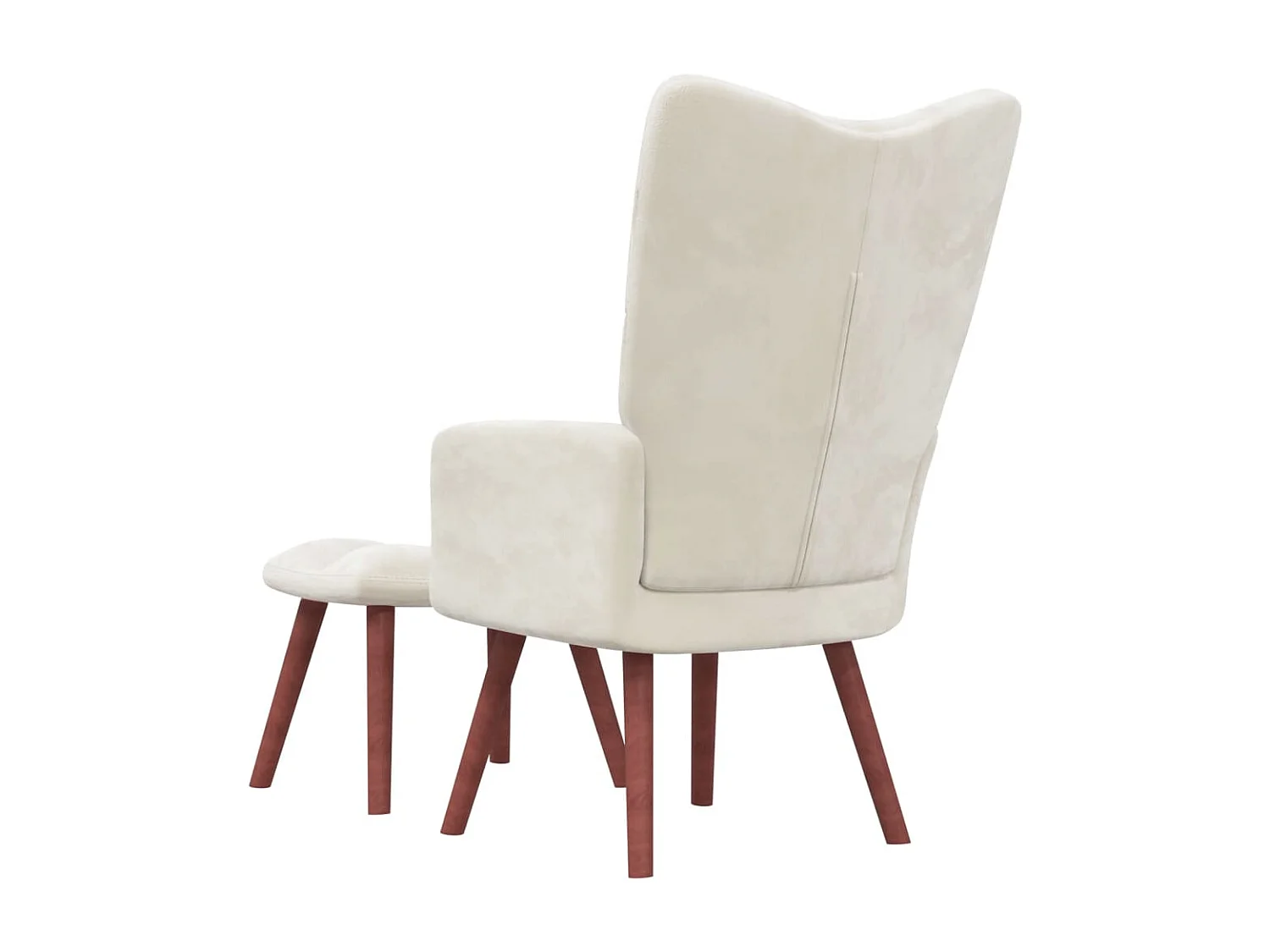 Chaise de relaxation avec repose-pied Blanc crème Velours SEF92359