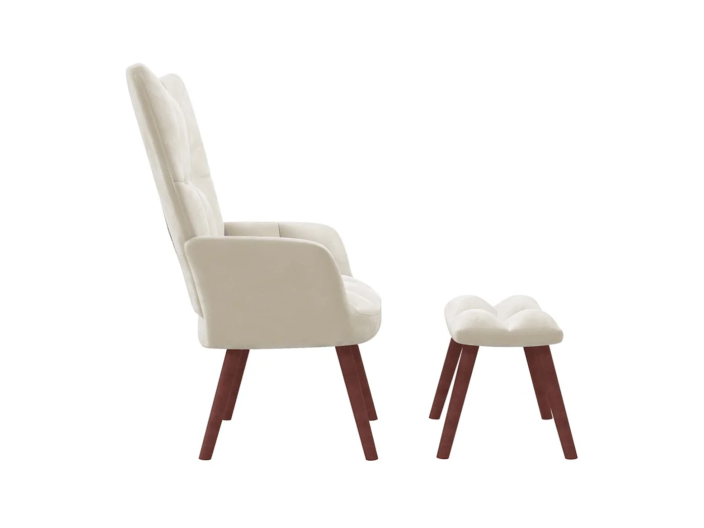 Relaxsessel | Fernsehsessel mit Hocker Cremeweiß Samt -gkd76878