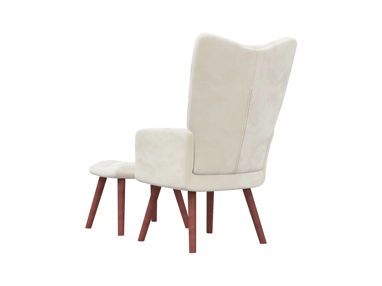 Relaxsessel | Fernsehsessel mit Hocker Cremeweiß Samt -gkd76878